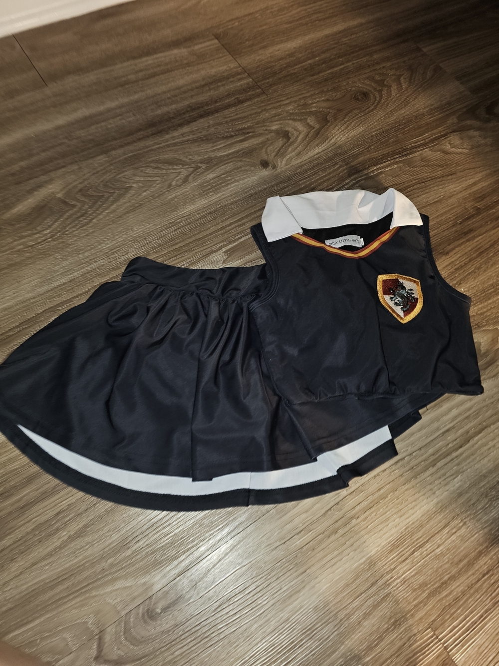 Girls Navy Two-Piece Swim Bikini Set with Crest Accent